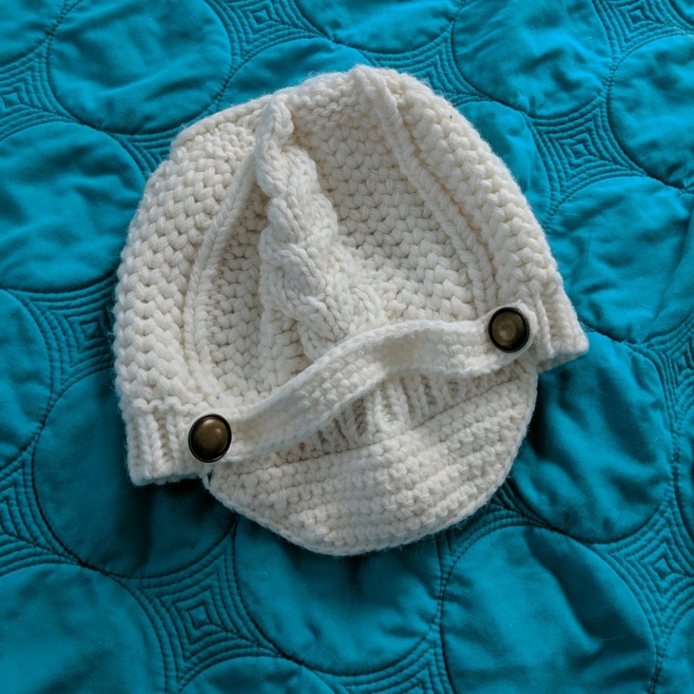 White sweater hat
